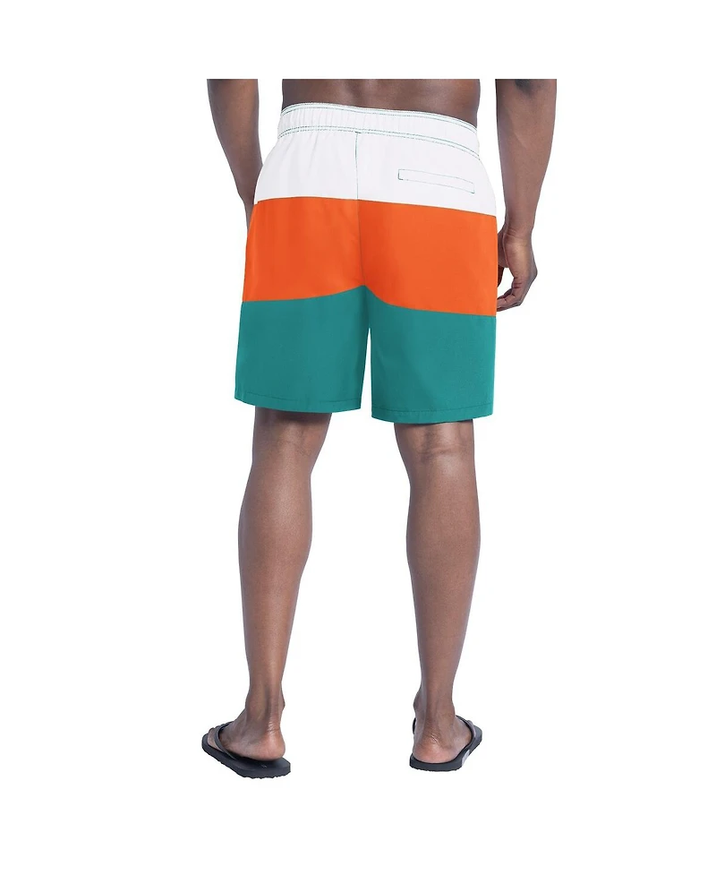 G-iii Sports by Carl Banks Men's Aqua/Orange Miami Dolphins Sunrise Volley Swim Shorts
