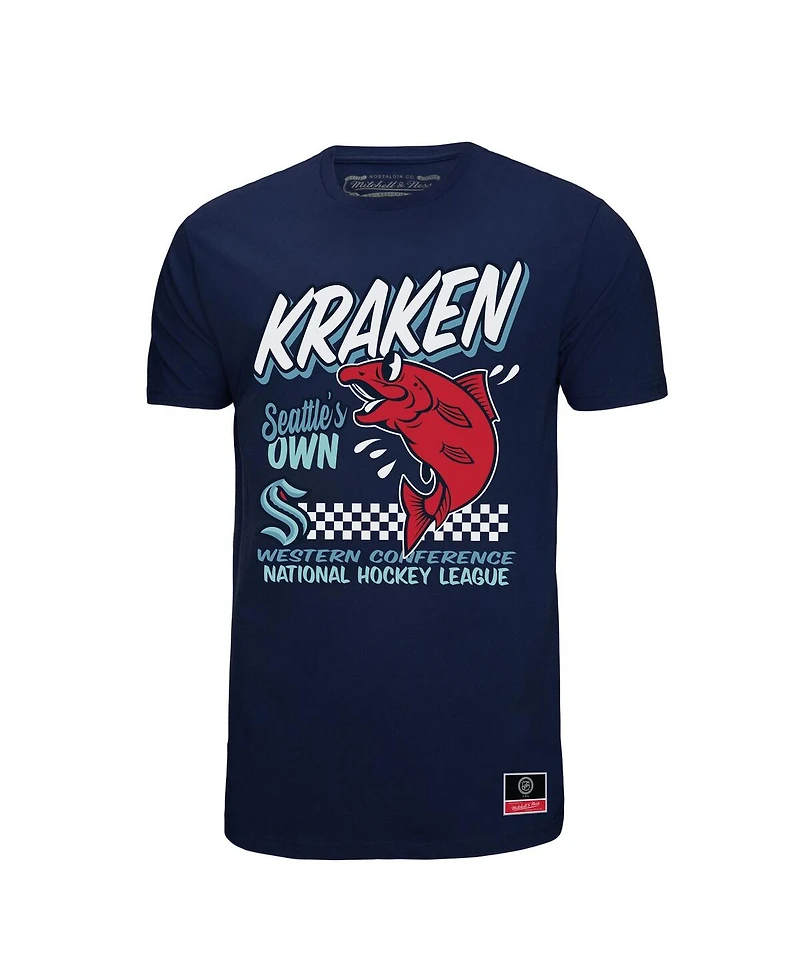 Mitchell & Ness Men's Deep Sea Blue Seattle Kraken Local Food T-Shirt