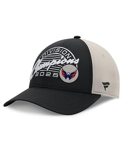 Fanatics Men's Black/Gray Washington Capitals 2025 Metropolitan Division Champions Locker Room Adjustable Hat