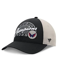 Fanatics Men's Black/Gray Washington Capitals 2025 Metropolitan Division Champions Locker Room Adjustable Hat
