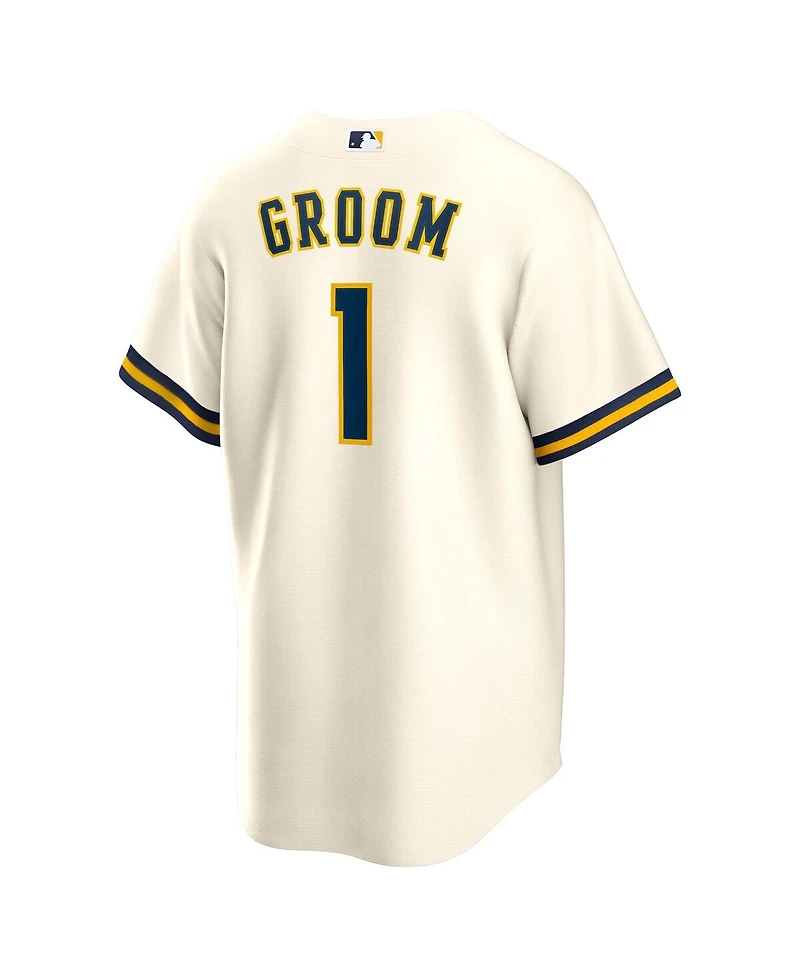 Nike Men's White Milwaukee Brewers 1 Groom Home Replica Jersey