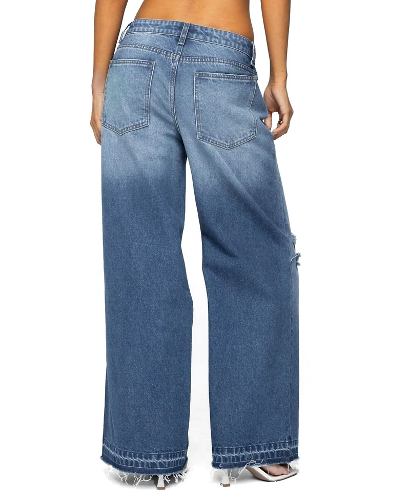 Edikted Women's Xenia Distressed Low Rise Jeans