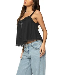 Edikted Women's Ruffle Mesh Babydoll Tank Top