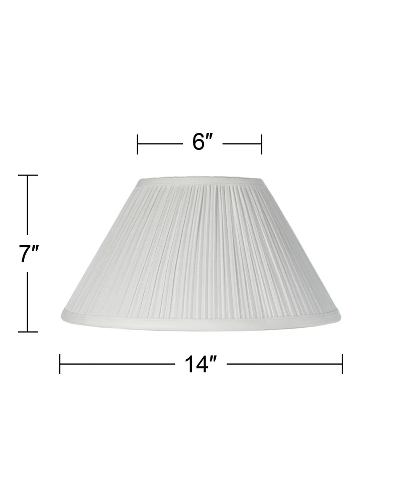 Springcrest Ivory Mushroom Pleated Medium Lamp Shade 6" Top x 14" Bottom x 7" High x 8" Slant (Spider) Replacement with Harp and F