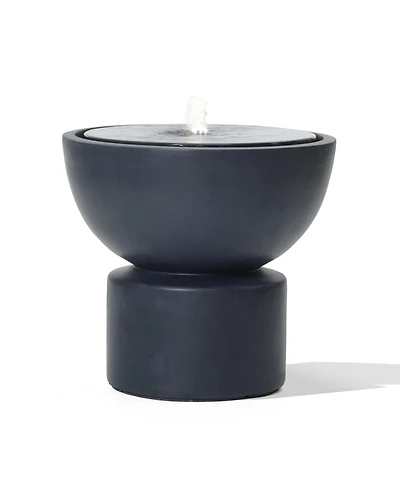 LuxenHome Dark Gray Resin Round Bubbler 18.7" Tall Outdoor Fountain with Lights