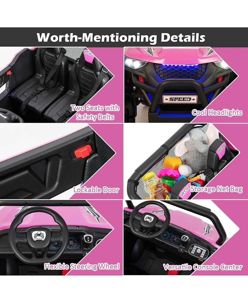 12V 2-Seater Kids Ride on Utv with Slow Start Function and Music Player
