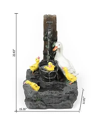 LuxenHome Resin Duck Family Bath Patio Fountain