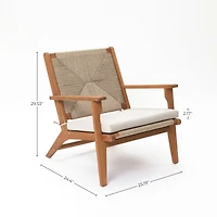 LuxenHome Outdoor Acacia Wood Deck Chair with Seat Cushion