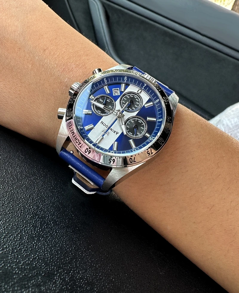 Abingdon Co. Women's Jordan Chronograph Multifunctional Cobra Blue Leather Strap Watch, 40mm