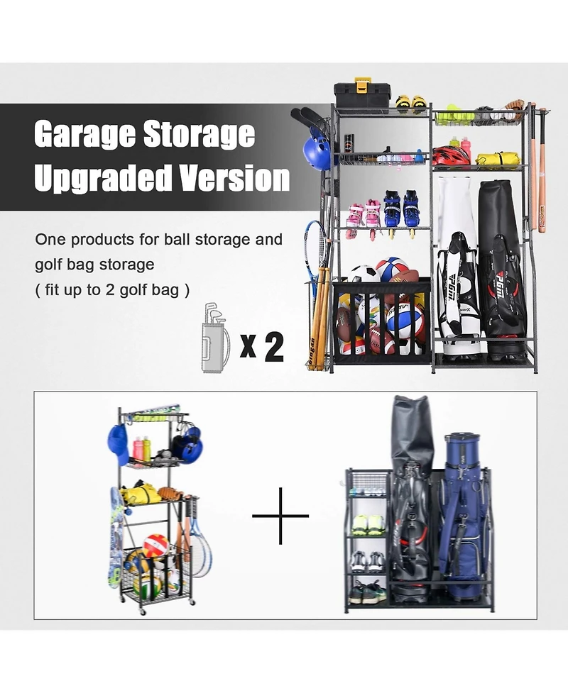Mythinglogic Weight Capacity Sports Organizers Rack for Garage Storage