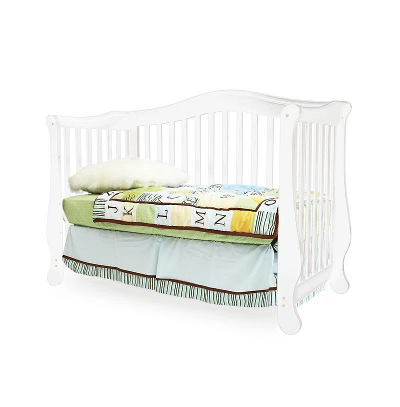 L A Baby The Brentwood 4 in 1 Convertible Full Sized Wood Crib, White