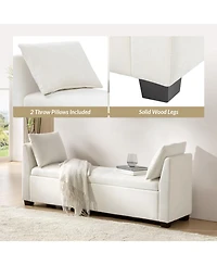 Bruno Modern Storage Bench with Rubber Wood Legs