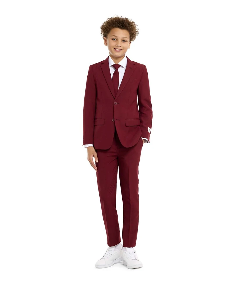 OppoSuits Big Boys Blazing Solid Color Suit, 3-Piece Set Including Blazer, Pants and Clip-On-Tie