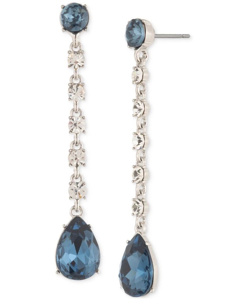 Givenchy Rose Gold-Tone Round & Pear-Shape Crystal Linear Drop Earrings