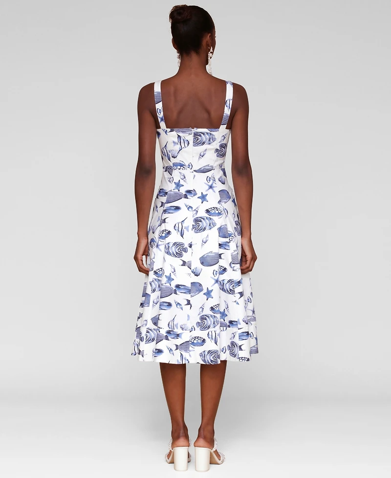 Avec Les Filles Women's Printed A-Line Midi Dress