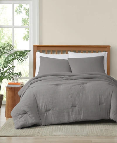 Truly Soft Crinkle Garment Wash Solid 3-Pc. Comforter Set