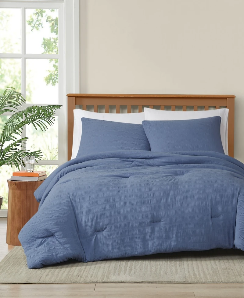 Truly Soft Crinkle Garment Wash Solid 3-Pc. Comforter Set