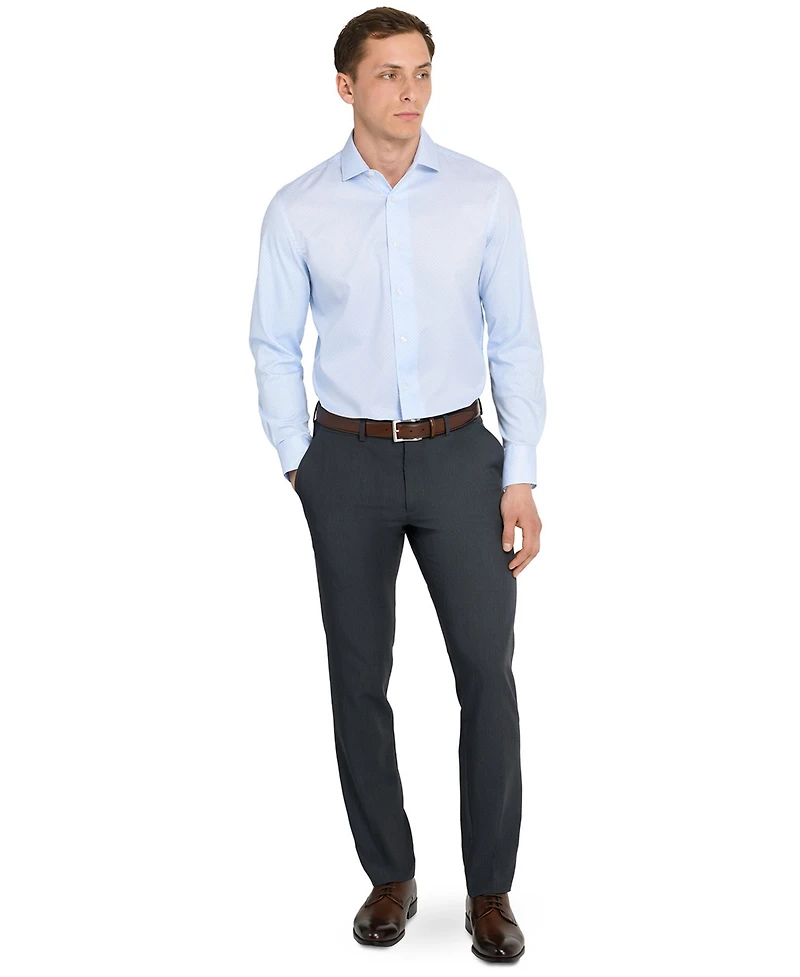 Michelsons Of London Men's Geometric Hybrid Slim Fit Easy Care Long Sleeve Shirt