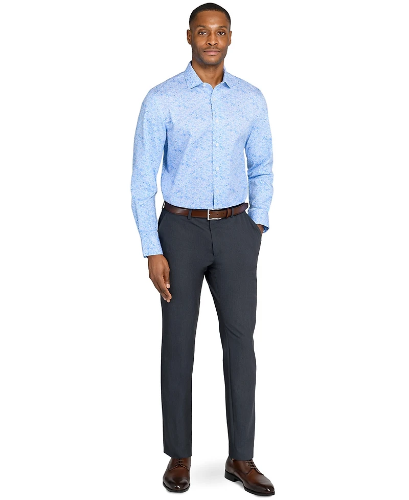 Michelsons Of London Men's Floral Print Hybrid Slim Fit Easy Care Long Sleeve Shirt