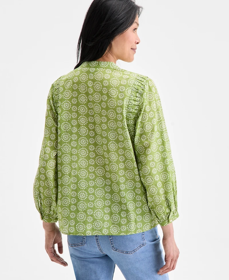 Style & Co Women's Printed Cotton Button-Front Blouse, Exclusively at Macy's
