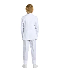 OppoSuits Teen Boys White Knight Slim Fit Solid Suit Including Blazer, Pants and Clip-On-Tie