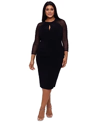 Betsy & Adam Plus Embellished-Sleeve Bodycon Dress