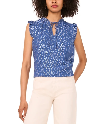 Parker Women's The Jenna Metallic-Pattern Tie-Neck Top