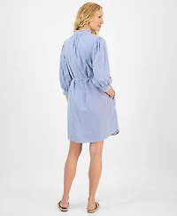 julia jordan Women's Striped Embroidered Tie-Waist Dress
