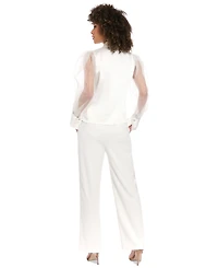 Muse Women's Bow-Button Sheer Bishop-Sleeve Blouse