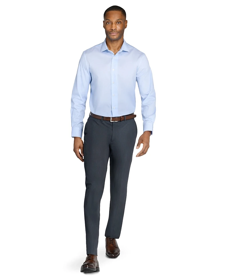 Michelsons Of London Men's Houndstooth Hybrid Slim Fit Easy Care Long Sleeve Shirt