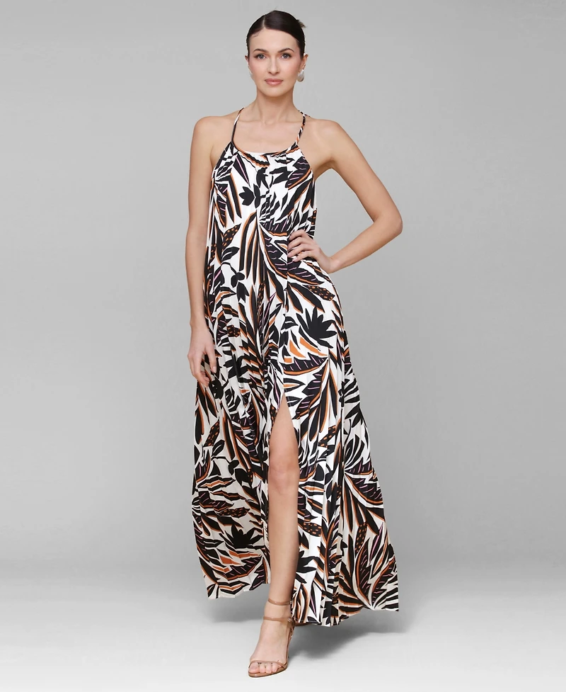 Avec Les Filles Women's Pleated Halter Maxi Dress