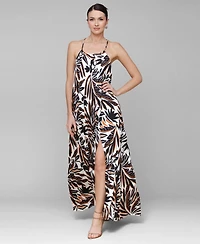 Avec Les Filles Women's Pleated Halter Maxi Dress
