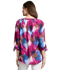 Jones New York Women's Split-Neck Watercolor-Print Top