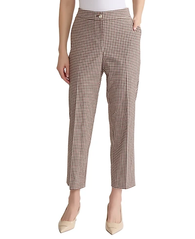 Jones New York Women's Check Print High-Rise Ankle Pants