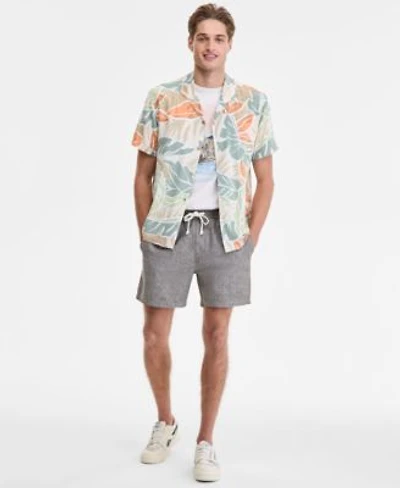 Sun Stone Mens Cutler Leaf Print Camp Shirt Lava Flow Graphic T Shirt Chase 6 Linen Blend Shorts Exclusively At Macys