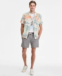 Sun Stone Mens Cutler Leaf Print Camp Shirt Lava Flow Graphic T Shirt Chase 6 Linen Blend Shorts Exclusively At Macys