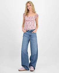 Celebrity Pink Juniors' High Rise Baggy Wide-Leg Curvy Jeans