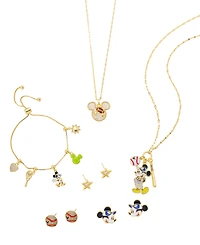 Disney Mickey and Minnie Cubic Zirconia Baseball Charm Bolo Bracelet
