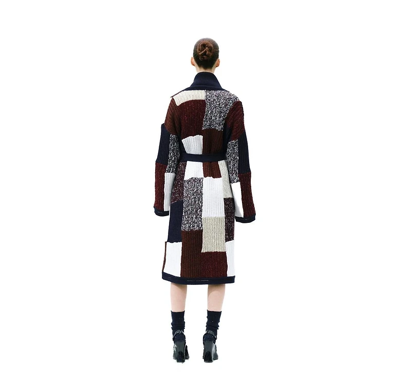 Labeca London Women Vivienne Block Wool Midi Robe Cardigan