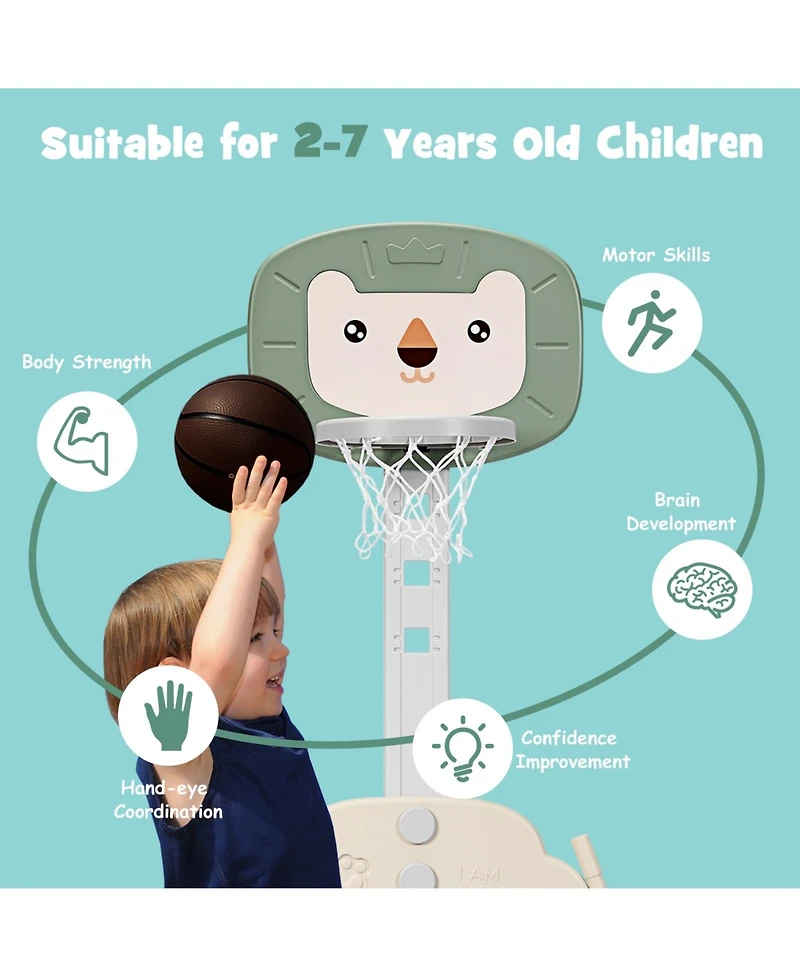 3-in-1 Adjustable Kids Basketball Hoop Sports Set