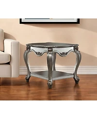 Rustic Solid Wood Side Table with Lower Display Shelf