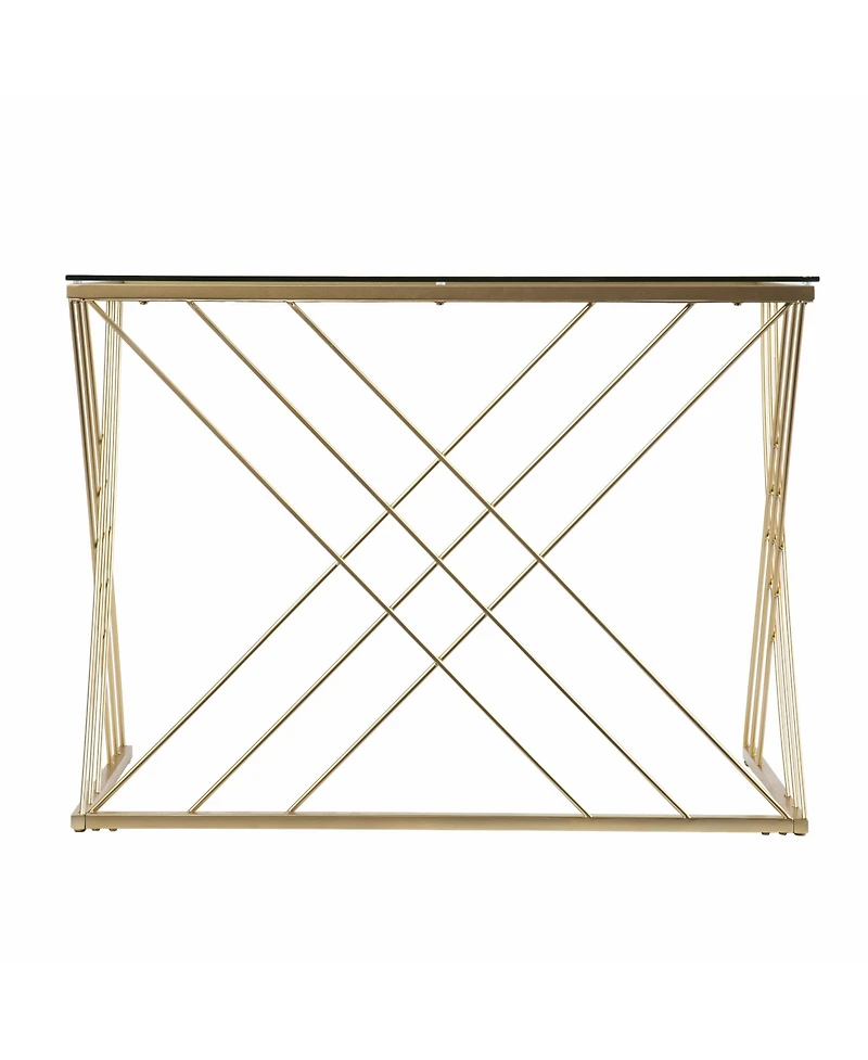 40" Clear and Gold Glass Writing Desk