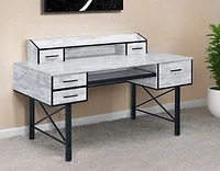 Contemporary Computer Desk with Five Drawers – Perfect for Home Office Organization