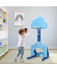 3-in-1 Kids Adjustable Basketball Hoop Set with Balls