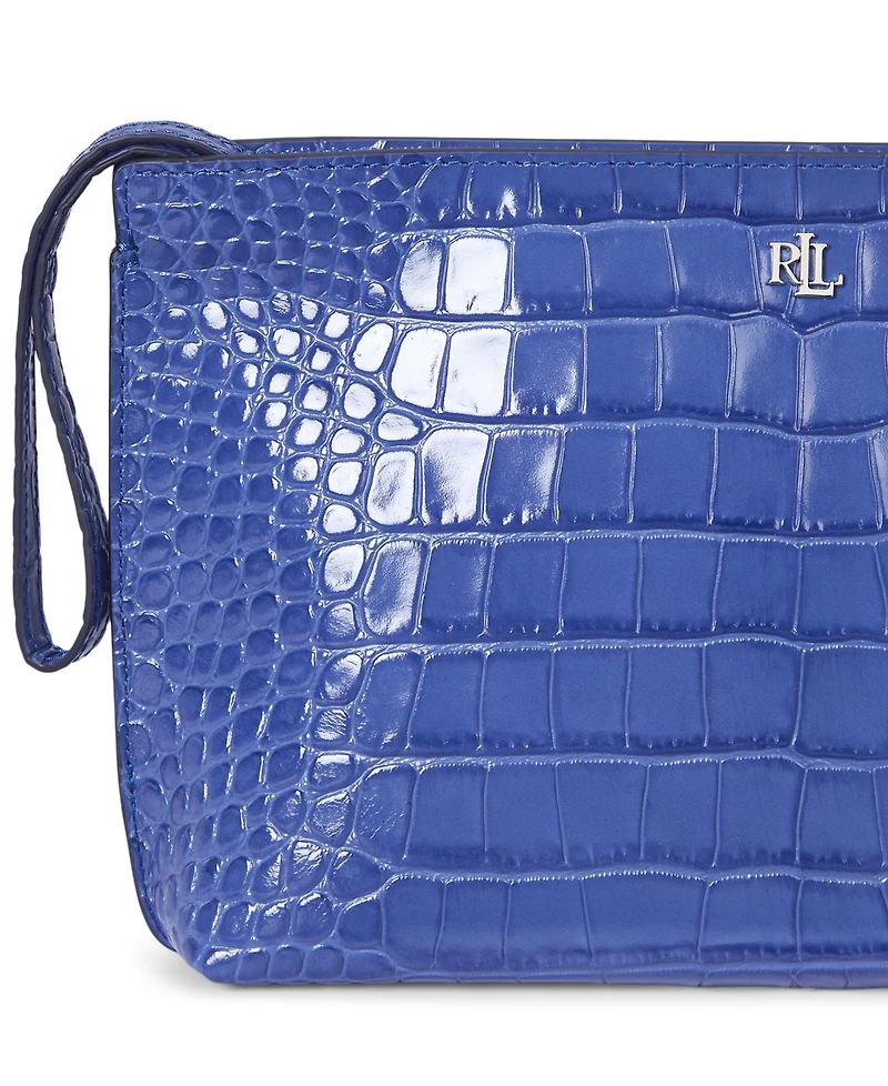 Lauren Ralph Lauren Crocodile-Embossed Leather Large Pouch