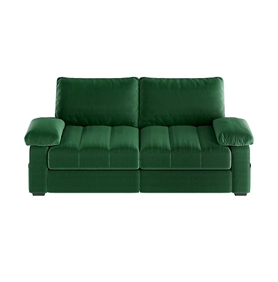 Yaheetech 2-Seater Velvet Couch with Pillow Top Arms, Blue