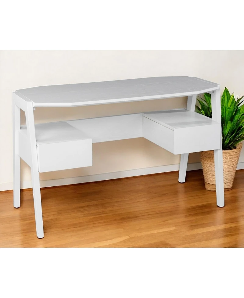 48" White Writing Desk With Two Drawers