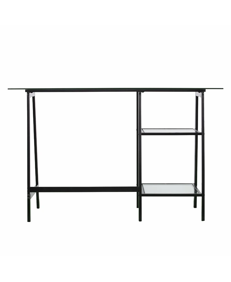 46" Clear and Black Glass Writing Desk