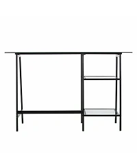 46" Clear and Black Glass Writing Desk
