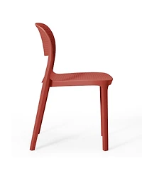 Modern Stackable Plastic Resin Patio Dining Side Chair (Set of 2)